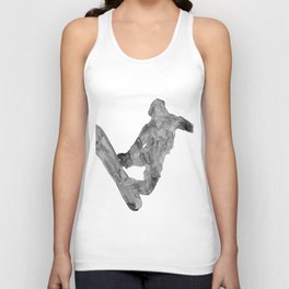 Black and white snowboard art print watercolor Unisex Tank Top