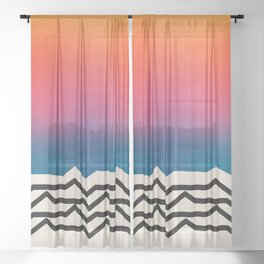 Vintage California Waves Sheer Curtain