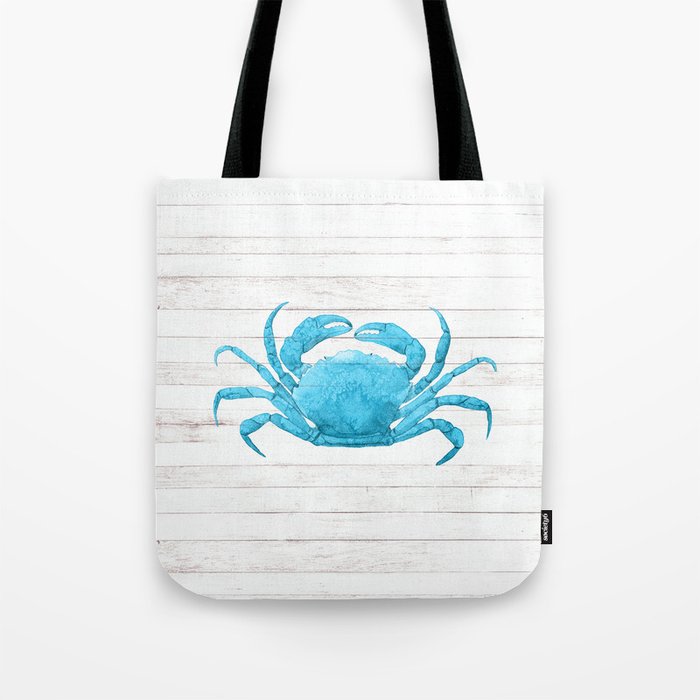 Nautical Blue Crab Driftwood Dock Tote Bag