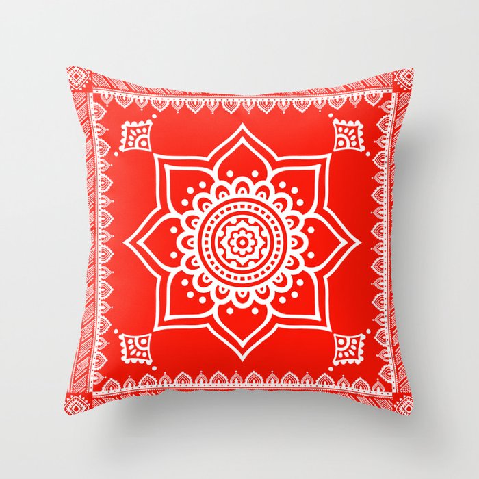 Ethnic Flame Scarlet Throw Pillow