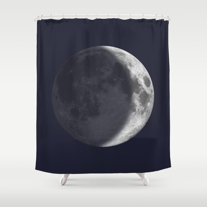Waxing Crescent Moon on Navy Shower Curtain
