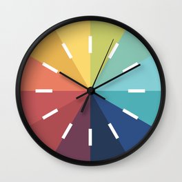 Modern Color Wheel Wall Clock | Shapes, Geometric, Pop Art, Square, Colorwheel, Digital, Colorswatches, Colorscheme, White, Rainbow 
