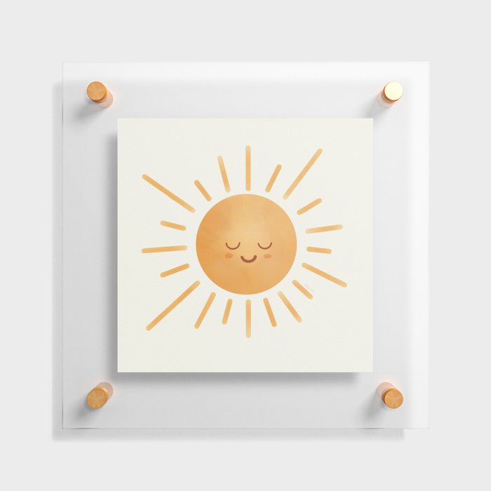 Peace Sun Face, Calm Happy Sunshine Watercolor Floating Acrylic Print