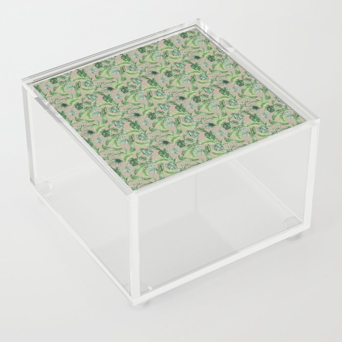 Watercolor Tropical Jungle Leaves Acrylic Box