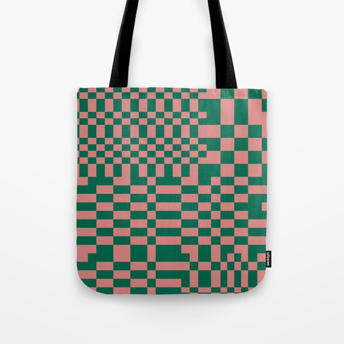 Checkerboard Pattern - Green Pink Tote Bag