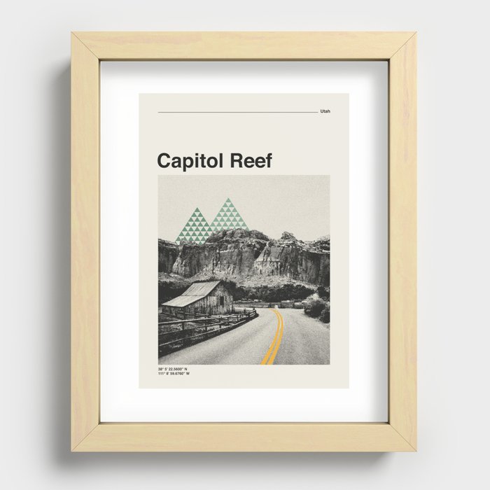 US National Park Retro Poster Capitol Reef Utah Recessed Framed Print