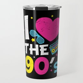 I Love The 90's Retro Heart Travel Mug
