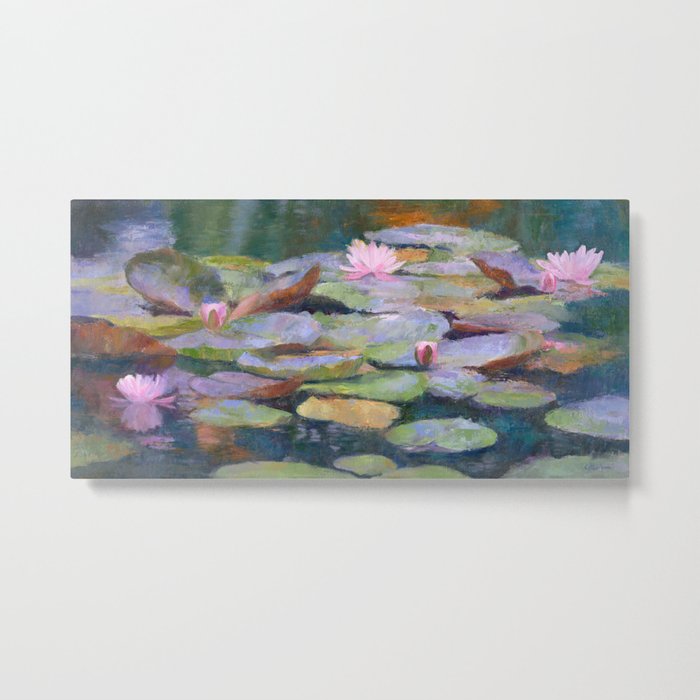 Pink Water Lily Reflection Metal Print