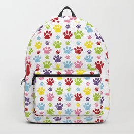 Colorful Paws, Paw Pattern, Dog Paws, Paw Prints Backpack