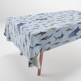 SHARKS poster-light blue Tablecloth