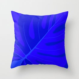 Large Monstera Leaf in Shades of Blue #decor #society6 #buyart Throw Pillow