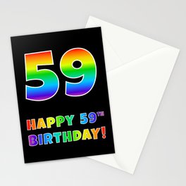 [ Thumbnail: HAPPY 59TH BIRTHDAY - Multicolored Rainbow Spectrum Gradient Stationery Cards ]