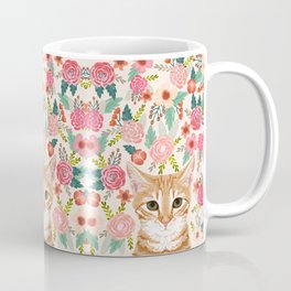 Tabby Cat florals cute spring garden kitten orange tabby cat lady funny girly cat art pet gifts  Coffee Mug