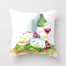 Wine & Cheese Throw Pillow