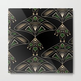 Art Deco "Emeralds " Metal Print | Graphicdesign, Creativepattern, Pattern, Blackbackground, Decor, Finelines, Christmas, Digital, Curves, Shiny 