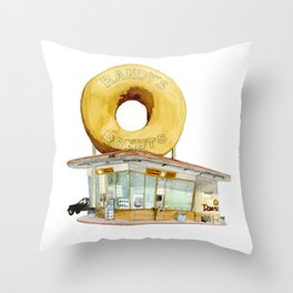 Randy's Donuts Throw Pillow