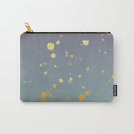 Dusty Pastel Gold Flakes Ombre Abstract Art Carry-All Pouch | Wallhanging, Minimalism, Goldspeckle, Dustyrainbow, Calmblue, Infinitypool, Spraypaint, Goldfluidart, Peace, Greybluepurple 