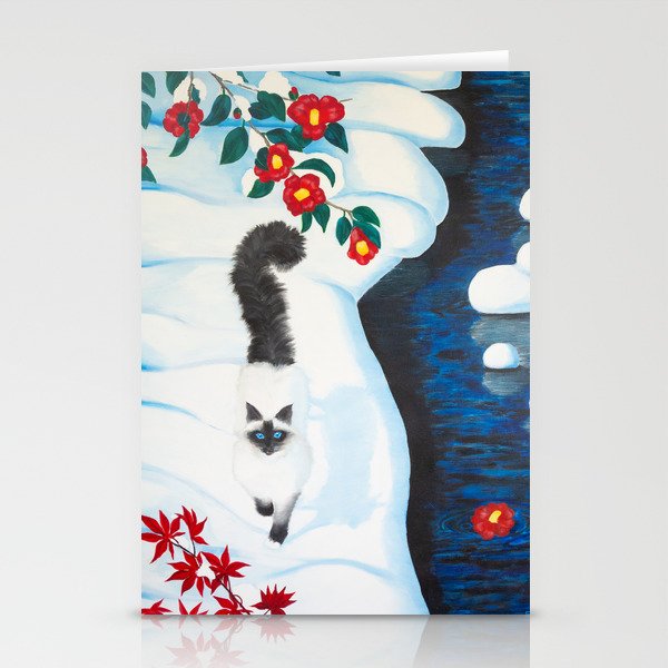 Cat under snow Stationery Cards