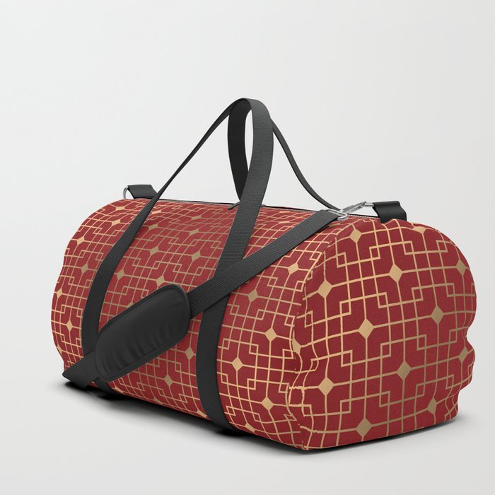 Chinese red and gold pattern Duffle Bag