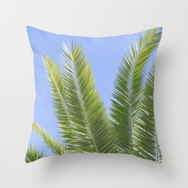 Tropical palmtree - green blue leaves mediterranean travel photography Throw Pillow