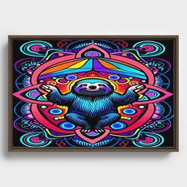 Psychedelic Yoga Sloth Framed Canvas