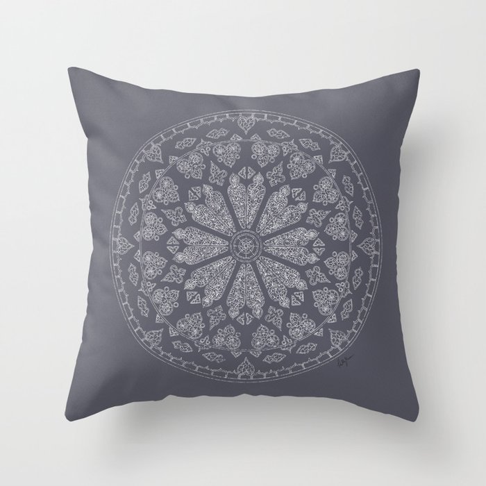 Ultimate Gray Rose Window Throw Pillow