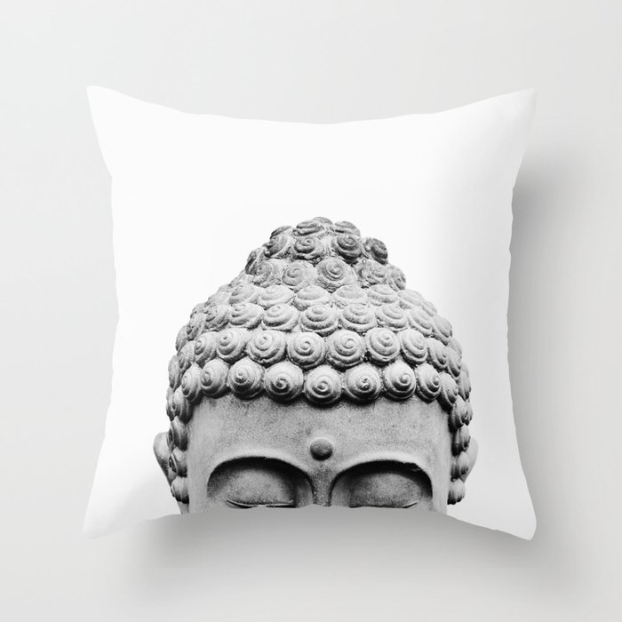 Shy Buddha - Black and White Photography Throw Pillow