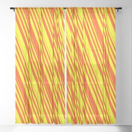 [ Thumbnail: Red & Yellow Colored Lined Pattern Sheer Curtain ]