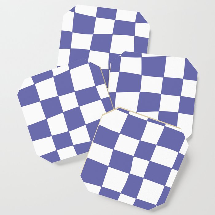 Hand Drawn Checkerboard Pattern (very peri/white) Coaster