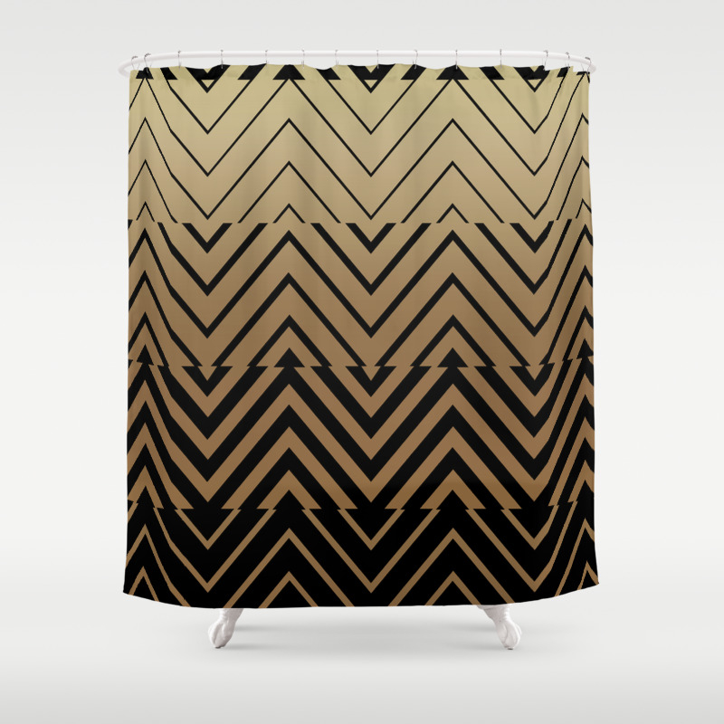 tan chevron shower curtain