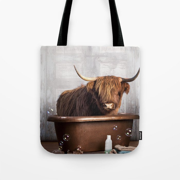 Highland Cow in the Tub Tote Bag