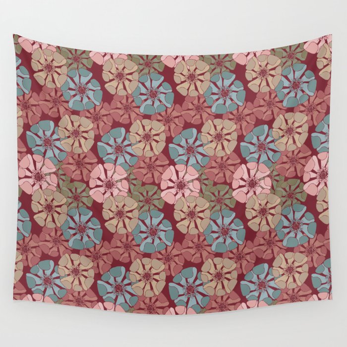 deep red and pink floral poppy arrangements Wall Tapestry