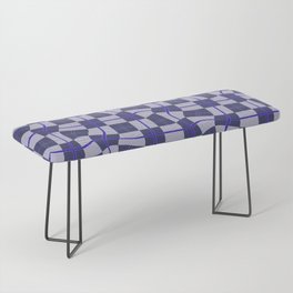 Warped Checkerboard Grid Illustration Navy Blue Lilac Purple Bench