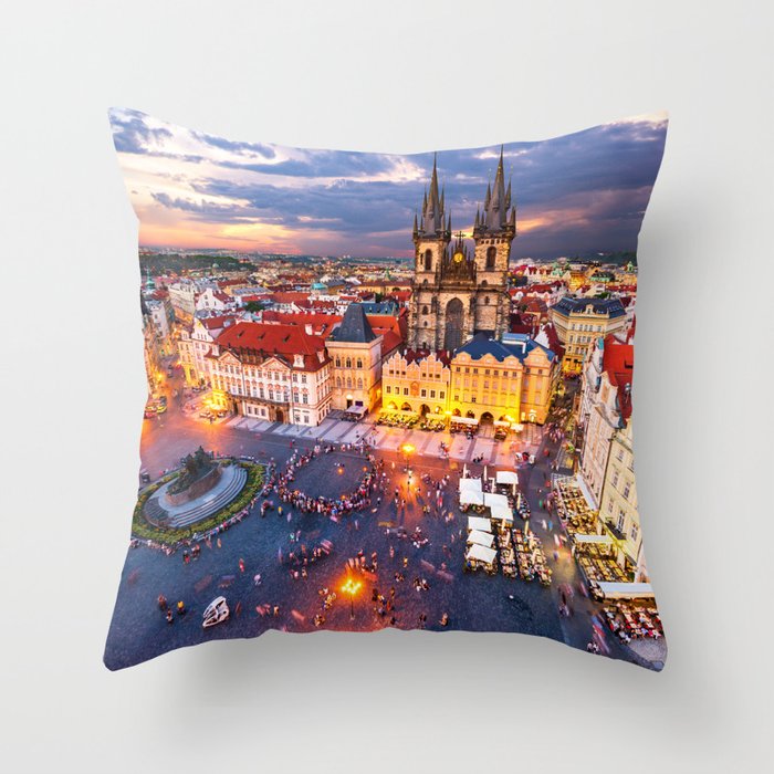 Prague sunset with Stare Mesto Throw Pillow