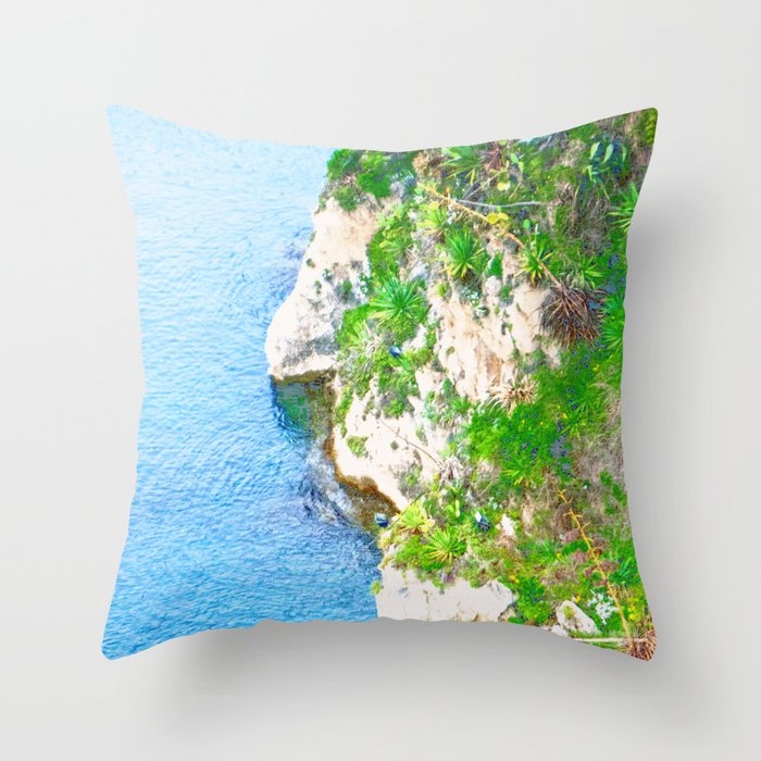 tropical cliff impressionism painted realistic scene Throw Pillow