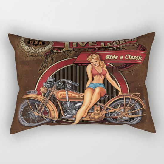 Live the Legend - Motorcycle Vintage Tin Sign Rectangular Pillow