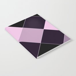 Pastel Pink Black Gray Violet Geometrical Argyle Diamond Pattern Notebook