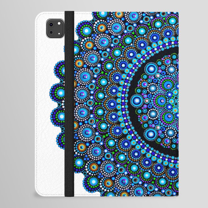 Blue Dot Mandala Painting with White Background iPad Folio Case