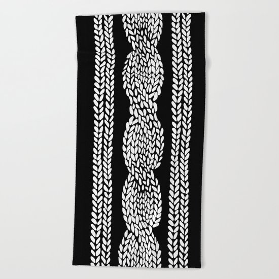 Cable Row Black Beach Towel