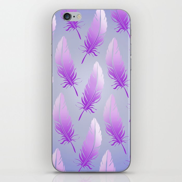 Delicate Feathers (violet on blue) iPhone Skin