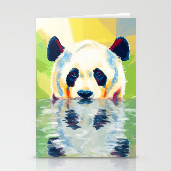 Panda taking a bath Stationery Cards