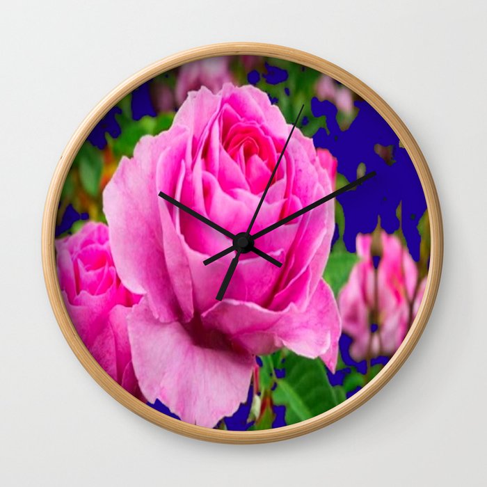  AWESOME LUCIOUS PINK ROSE GARDEN PATTERN ART Wall Clock