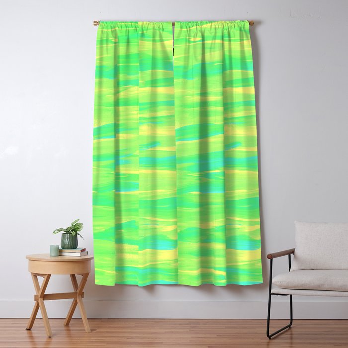 Spring Green Blue Yellow Stripes Abstract Painting Blackout