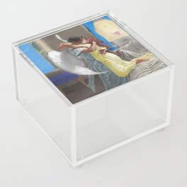 The lovers; the kiss angelic romantic encounter portrait painting by Mihály Zichy Acrylic Box