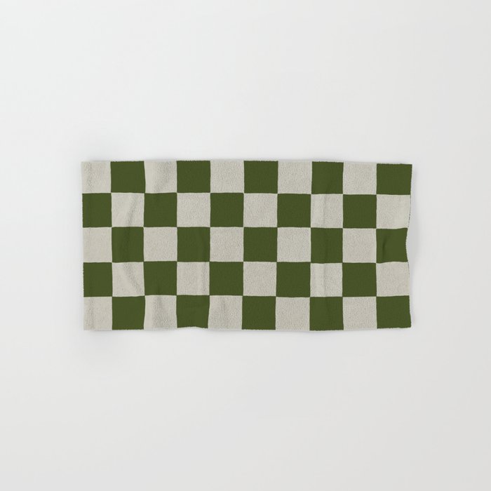 checkerboard hand-painted-olive Hand & Bath Towel
