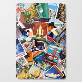 Vintage Travel Poster Collage #1 Cutting Board