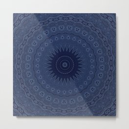 Denim Blue Mandala  Metal Print | Bohemiandecor, Farmhousedecor, Denimfabric, Modern, Mandalas, Digitalart, Westernstyle, Basic, Graphicdesign, Geometric 