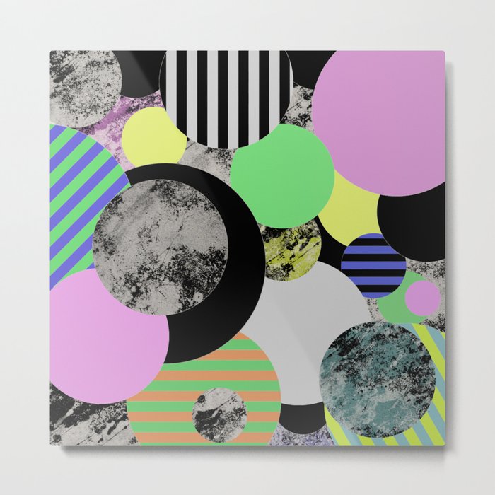 Cluttered Circles - Abstract, Geometric, Pop Art Style Metal Print