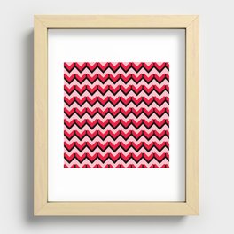 Coral Pink Chevron Geometric Abstract Pattern Recessed Framed Print