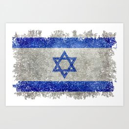 Israeli flag of Israel in MegaTex Art Print